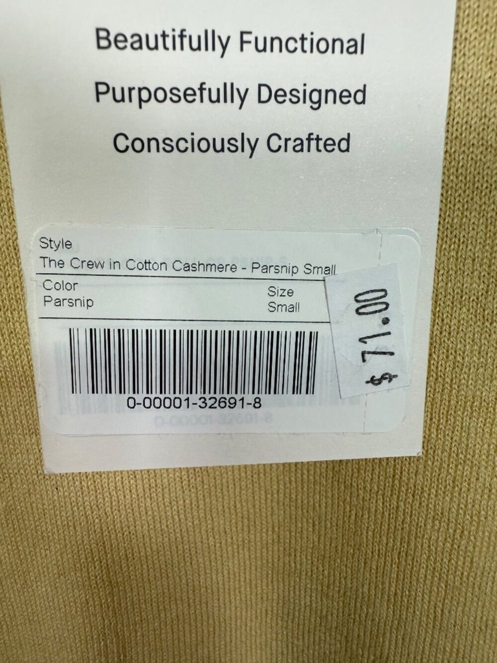 Everlane Crewneck Sweater Organic Cotton Cashmere Parsnip Yellow Layer Top Small - Picture 4 of 10